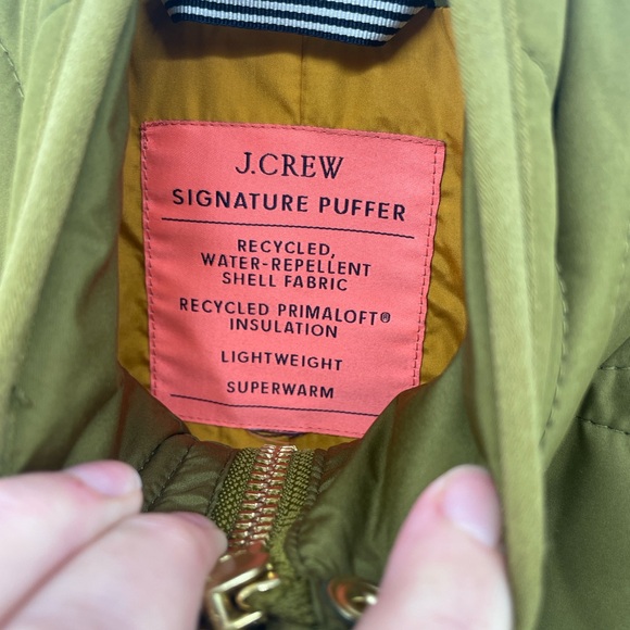 J. Crew Signature Quilted Cocoon Puffer Jacket in Warm Olive S G6 - Picture 4 of 5
